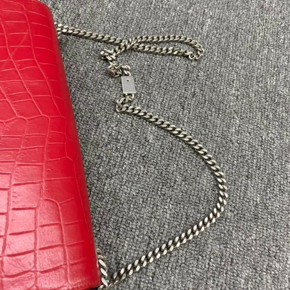 100% Authentic Saint Laurent Kate Monogramme Red Leather Shoulder Bag - Picture 13 of 13